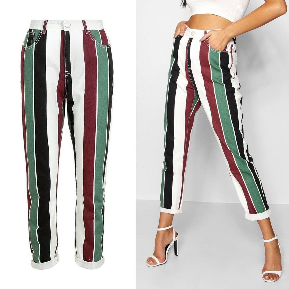 NWT Boohoo Bold Striped Jeans